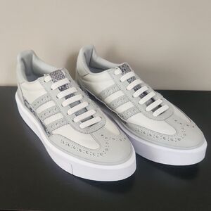 Size 7 Adidas Gray and White Sneakers with Textured Design